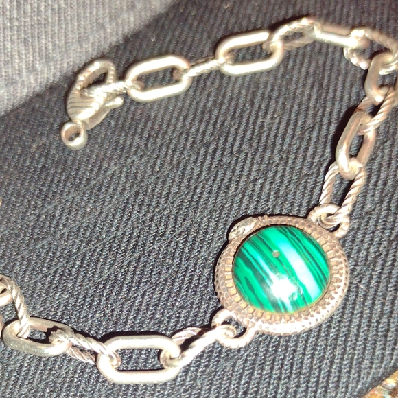 Silver Gucci Garden malachite link bracelet from Italy - Picture 1 of 5